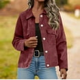 thumbnail image 1 of BXJX Women's Faux Leather Coats Jackets - Fashion suede jacket Deerskin Velvet Casual Buttoned Temperament Neck Short Coat Wine Size L, 1 of 8