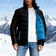 thumbnail image 1 of BXJX Women's Hooded Puffer Jacket- Stand Collar Casual Zip-Up Quilted Coat with Front Pockets Blue Size 2XL, 1 of 4