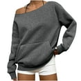 thumbnail image 1 of BXJX Women's Off Shoulder Sweatshirt- Fall Winter Soft Cozy Pullover Fashion Casual Tops with Pocket Gray Size XL, 1 of 6