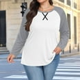 thumbnail image 1 of BXJX Women's Plus Size T-Shirts- Long Sleeve Casual Fall Fashion Round Neck Tops Gray Size 5XL, 1 of 6