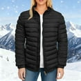 thumbnail image 1 of BXJX Women's Quilted Puffer Jacket- Warm Winter Stand Collar Everyday Wear Casual Zip-Up Coat with Pockets Black Size L, 1 of 4