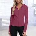 thumbnail image 1 of BXJX Women's Sun Protection Jackets, Long Sleeve Hooded Full-Zip Lightweight Rash Guard Shirts Wine Size S, 1 of 7