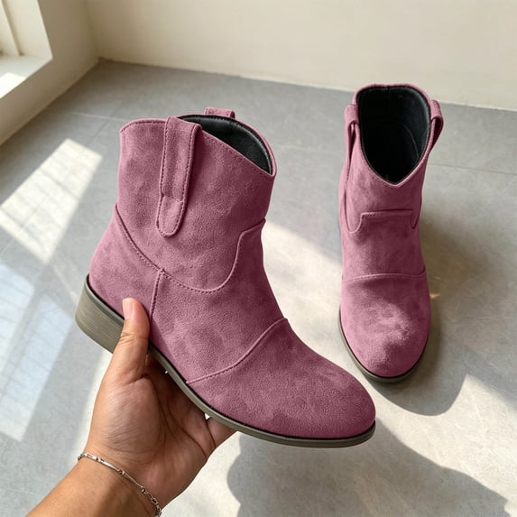 BXJX Womens Ankle Booties, Fashion Pointed Toe Low Heel Non Slip Ladies Ankle Shose Pink Size 4.5