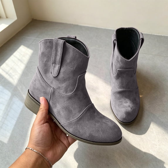 BXJX Womens Ankle Booties, Low Heel Pointed Toe Non Slip Fashion Ladies Ankle Shose Gray Size 4.5