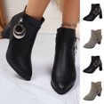 thumbnail image 1 of BXJX Womens Ankle Booties, Slip-Resistant Fall Zipper Block Heel Womens Fall Shose Black Size 5.5-9, 1 of 10