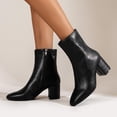 thumbnail image 1 of BXJX Womens Ankle Boots, Pointed Toe Block Heel Non Slip Zip Up Ladies Booties Black Size 7.5, 1 of 7