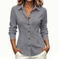 thumbnail image 1 of BXJX Womens Button Down Shirts, Long Sleeve Business Fitted Collared Ladies Work Dress Shirts Gray Size L, 1 of 5