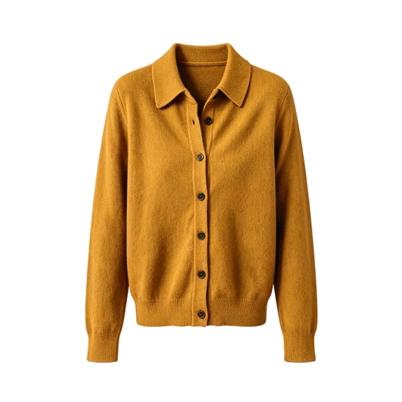 BXJX Womens Cardigans, Lapel Collar Long Sleeve Warm Spring Fall Button Down Sweaters Yellow Size XL