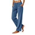 thumbnail image 1 of BXJX Womens Corduroy Pants, Drawstring Fall Winter Elastic Waist Casual Straight Leg Trousers with Pockets Navy Size M, 1 of 7
