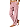 thumbnail image 1 of BXJX Womens Corduroy Pants, Elastic Waist Drawstring Casual Fall Winter Straight Leg Trousers with Pockets Pink Size 2XL, 1 of 7