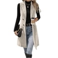 thumbnail image 1 of BXJX Womens Corduroy Vests, Button Down Sleeveless Lapel Collar Mid-length Fall Outerwear with Pockets Beige Size M, 1 of 3