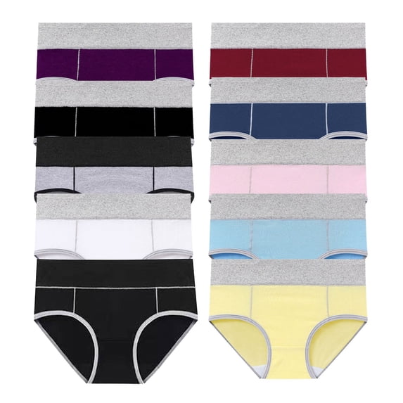 VONCOS Women's High Waist Panties 10 Pack –Soft Cozy Cotton Briefs – No Show Full Coverage Underwear Multipack