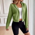 thumbnail image 1 of BXJX Womens Cropped Hoodies, Spring Fall Zip up Long Sleeve Casual Ladies Jackets Green Size 2XL, 1 of 8