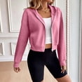 thumbnail image 1 of BXJX Womens Cropped Hoodies, Zip up Long Sleeve Spring Fall Casual Ladies Jackets Pink Size M, 1 of 8