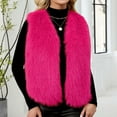 thumbnail image 1 of BXJX Womens Faux Fur Vest- Winter Warm Sleeveless Open Front Cardigan Winter V-neck Fluffy Outwear with Pockets Hot Pink Size 3XL, 1 of 7