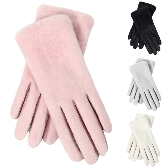 BXJX Womens Fleece Gloves, Warm Soft Outdoor Fashion Winter Gloves Pink Size Free Size