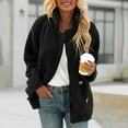 thumbnail image 1 of BXJX Womens Fleece Jackets- Fall Warm Casual Long Sleeve Sherpa Jackets with Pockets Black Size 2XL, 1 of 8