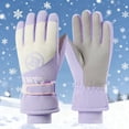 thumbnail image 1 of BXJX Womens Fleece Lined Gloves, Waterproof Thermal Non-slip Skiing Gloves for Ladies Purple Size Free Size, 1 of 7