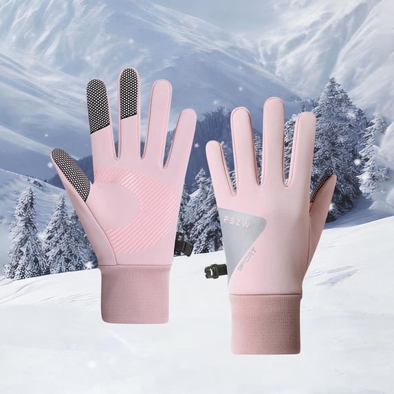BXJX Womens Gloves, Outdoor Fleece Lined Warm Water-Repellent Gloves for Winter Pink Size Free Size