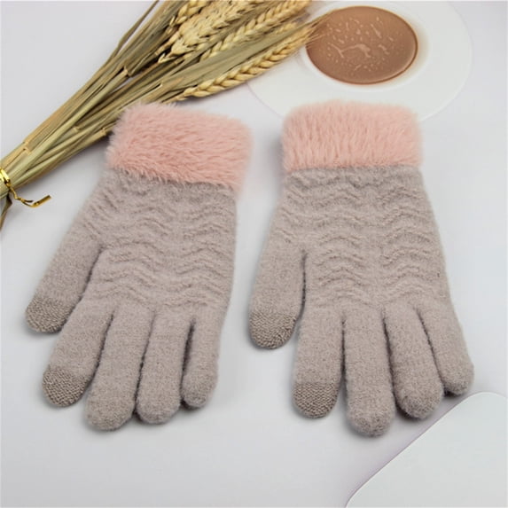 BXJX Womens Gloves, Warm Touchscreen Knitted Casual Winter Gloves Gray Size Free Size