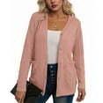 thumbnail image 1 of BXJX Womens Jacquard jacket- Button Down Open Front Lapel Fall Trendy Outwear 2025 Pink Size L, 1 of 3