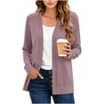 thumbnail image 1 of BXJX Womens Open Front Cardigans, Long Sleeve Knitted Lightweight Casual Cardigan Sweaters Purple Size L, 1 of 5