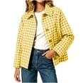 thumbnail image 1 of BXJX Womens Plaid Shackets, Lapel Collar Lightweight Button Down Long Sleeve Shacket Jackets with Pockets Yellow Size L, 1 of 7