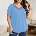 thumbnail image 1 of BXJX Womens Plus Size T-shirts, V Neck Loose Fit Casual Short Sleeve Summer Tops Light Blue Size 2XL, 1 of 5