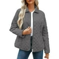thumbnail image 1 of BXJX Womens Quilted Jackets- Loose Fashionable Round Neck Fall Winter Warm Casual Long Sleeve Outerwear Gray Size M, 1 of 7