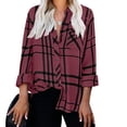 thumbnail image 1 of BXJX Womens Shirts Casual Long Sleeve Tops Fashion Plaid Lapel Button Down Shirts for Women Wine Size M, 1 of 8