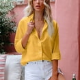 thumbnail image 1 of BXJX Womens Shirts Casual Long Sleeve Tops Loose Workwear Turndown Collar Button Down Shirts for Women Yellow Size S, 1 of 5