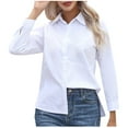 thumbnail image 1 of BXJX Womens Shirts Casual Long Sleeve Tops Workwear Lapel Solid Button Down Shirts for Women White Size 2XL, 1 of 7