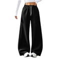 thumbnail image 1 of BXJX Womens Straight-leg Sweatpants, Drawstring Fall Winter Fleece Lined Elastic Waist Daily Bottoms with Pockets Black Size XL, 1 of 7