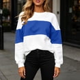 thumbnail image 1 of BXJX Womens Sweatshirts, Crew Neck Color Block Long Sleeve Pullover Daily Wear Tops Blue Size S-2XL, 1 of 9