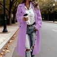 thumbnail image 1 of BXJX Womens Winter Coat- Lapel Collar Knee-Length Wool Blend Cardigan Slim Open Front Long Line Jacket with Pockets Purple Size 2XL, 1 of 4