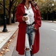 thumbnail image 1 of BXJX Womens Winter Coat- Slim Open Front Lapel Collar Knee-Length Wool Blend Cardigan Long Line Jacket with Pockets Red Size 2XL, 1 of 4