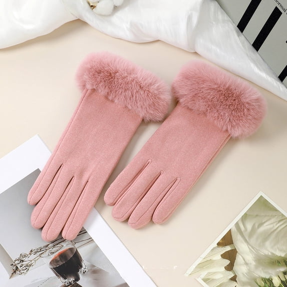 BXJX Womens Winter Gloves, Casual Warm Windproof Fleece Lined Ladies Cycling Gloves Pink Size Free Size