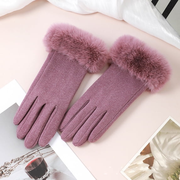 BXJX Womens Winter Gloves, Fleece Lined Casual Warm Windproof Ladies Cycling Gloves Purple Size Free Size