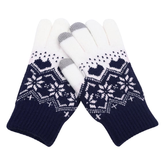 BXJX Womens Winter Gloves, Outdoor Casual Thermal Stretchable Knit Gloves Navy Size Free Size