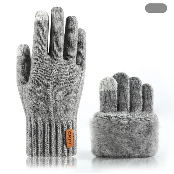 BXJX Womens Winter Gloves, Thermal Knitted Casual Stretchable Ladies Gloves Gray Size Free Size
