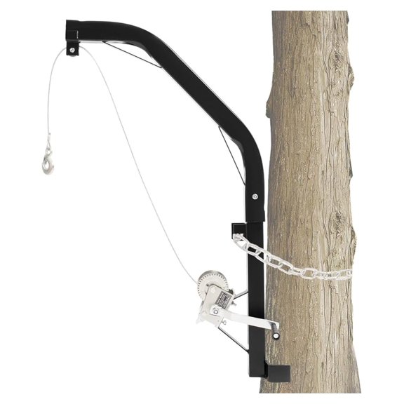 BXRC Tree Mount Hoist Heavy Duty 500LB Hunting Game Hoist with Hand Winch & Steel Cable for Skinning, Field Dressing, Powder Coated Steel