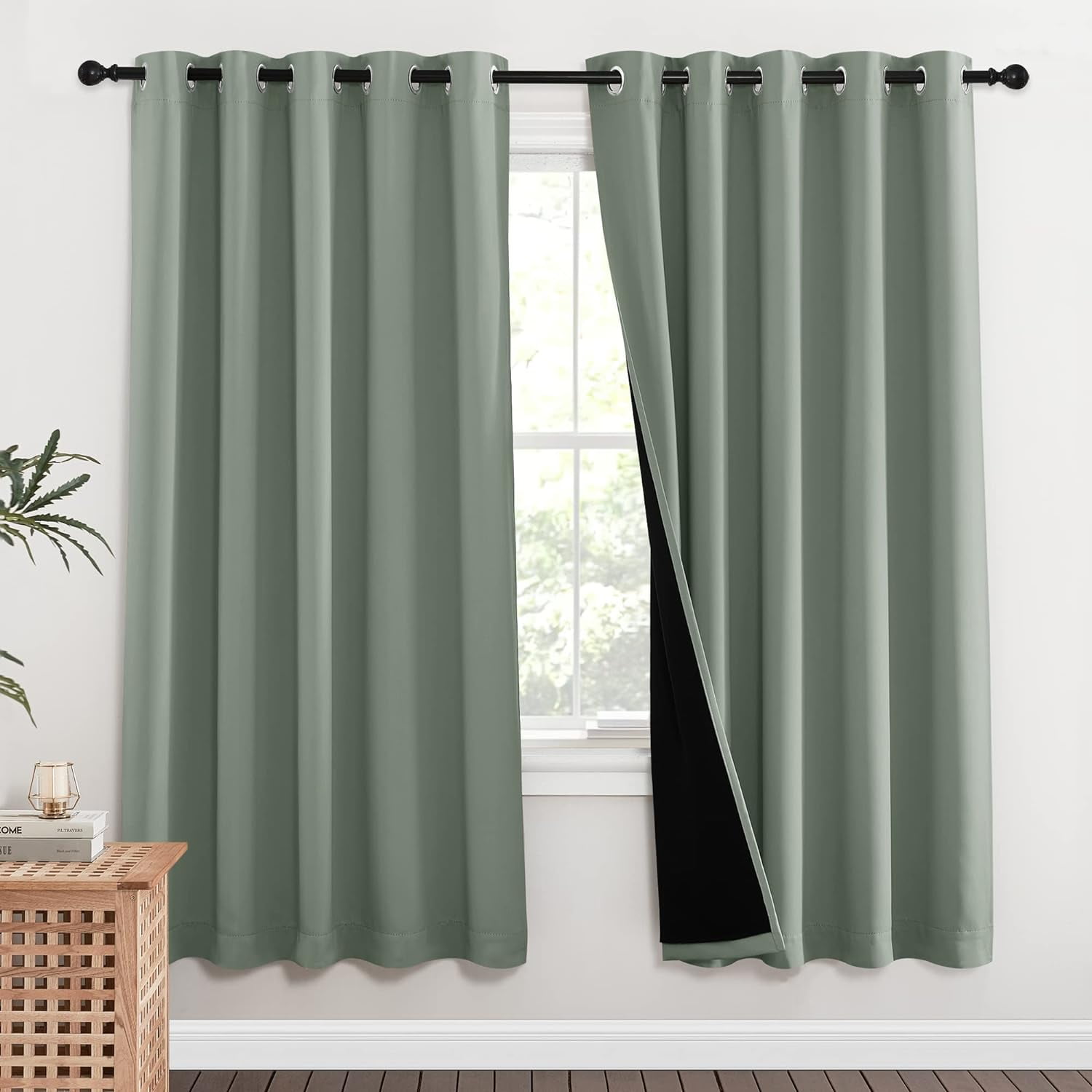 BXSM 100 Blackout Window Curtain Panels, Full Light Blocking Drapes