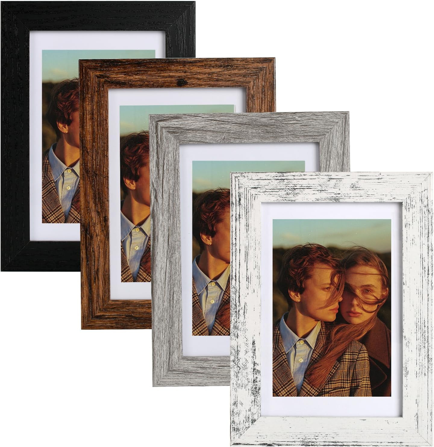 BXSM 4x6 Photo Frame Real Glass Picture Frame Displays 3.5x5 Picture ...