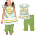 thumbnail image 1 of BXSRUTA 2Pcs Baby Girls Kids Flower T-Shirt Tops+Shorts Pants Outfits Summer Clothes 1-8Y, 1 of 7