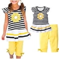 thumbnail image 1 of BXSRUTA 2Pcs Baby Girls Kids Flower T-Shirt Tops+Shorts Pants Outfits Summer Clothes 1-8Y, 1 of 7