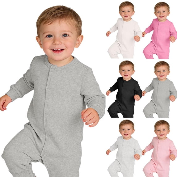 BXSRUTA Baby Boys & Girls Long-Sleeve Romper 100% Cotton All-Season Breathable with Snap Closure for Easy Diaper Changes