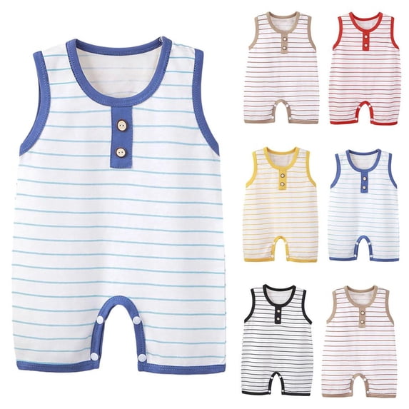 BXSRUTA Baby Boys Girls Sleeveless Jumpsuit Cotton Breathable Comfortable Onesies Romper Crew Neck Summer Casual Multiple Sizes 0-18 Months