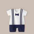 thumbnail image 1 of BXSRUTA Baby Girls Boys Short Sleeve Jumpsuit Romper 100 Percent Cotton Round Neck Printed Summer Outfit for Infant Toddler 0-24 Months, 1 of 5