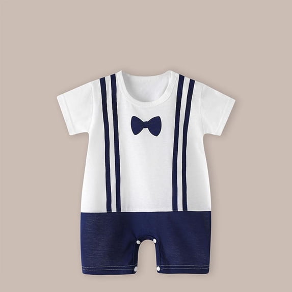 BXSRUTA Baby Girls Boys Short Sleeve Jumpsuit Romper 100 Percent Cotton Round Neck Printed Summer Outfit for Infant Toddler 0-24 Months