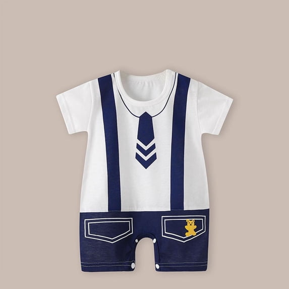 BXSRUTA Baby Girls Boys Short Sleeve Jumpsuit Romper 100 Percent Cotton Round Neck Printed Summer Outfit for Infant Toddler 0-24 Months